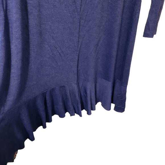 NWT Spense navy blue long-sleeve crew-neck ruffled long dress - Picture 7 of 15